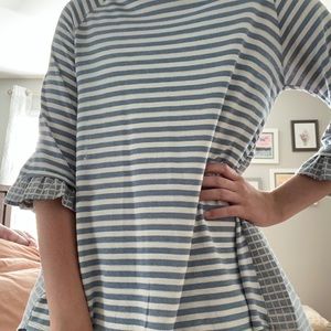 blue and white stepped tunic